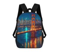 sinyumoney Golden Gate Bridge Night Lights School Backpack School Bags For Girls Boys Backpack With Pocket Fashion School Bag Kids Backpack 17inch