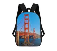 sinyumoney Golden Gate Bridge, San Francisco-2 Children's Backpack, Schoolbag Large Capacity Students Bookbag Rucksack Knapsack for Boys Girls Adults Teen 17inch