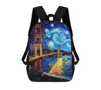 sinyumoney Golden Gate Bridge Starry Night Backpacks 3D Printed Kids School Backpack Outdoor Casual Daypack Fashion Casual Children Backpacks Cute Travel Bags 17inch
