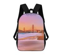 sinyumoney Golden Gate Bridge Sunset 3D Printed School Bag Children's School Backpack Schoolbags Travel Backpacks Casual Fashion Bag for Kids School Students 17inch