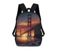 sinyumoney Golden Gate Sunset School Bags Lightweight Casual Daypack School Backpacks for School/Work/Travel 17inch