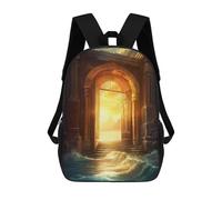 sinyumoney Golden Gateway to Paradise School Bag 3D Printed Backpacks Fashion Kids School Backpack Boys Rucksacks for Boys Middle School Students 17inch