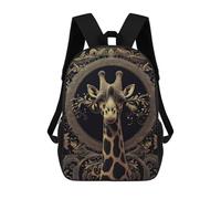 sinyumoney Golden Giraffe Portrait Children's 17 Inch School Backpack 3D Printed Casual Daypacks for Kids Travel Rucksacks Book Bags Kids School Bag