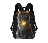 sinyumoney Golden Glow Maine Coon - Mystical Cat Art - Enchanted Feline Portrait Backpack School Lightweight Schoolbag Dayback Bookbag College for Men, Women & Teenage Boys 17inch