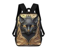sinyumoney Golden God Cat Art Deco Children's 17 Inch School Backpack 3D Printed Casual Daypacks for Kids Travel Rucksacks Book Bags Kids School Bag