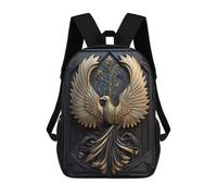 sinyumoney Golden God Phoenix Deco 3D Printed Children's 17 Inch Backpacks 3D Printed Casual School Bag for Boys Elementary And Middle