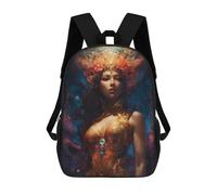 sinyumoney Golden Goddess with Floral Crown Children's School Backpack 3D Printed for Kids Travel Rucksacks Book Bags Kids School Bag 17inch