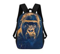 sinyumoney Golden Gorilla Backpack School Secondary Causal Travel High School Bags for Boys/Girls/Teenagers 17inch