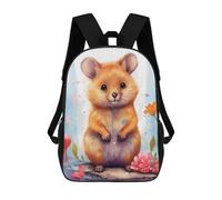 sinyumoney Golden Hamster in Flowers -1 Kids Backpack, Kids School Bag 3D Printed School Backpacks for Boys And Teenager School Students 17inch