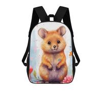 sinyumoney Golden Hamster in Flowers -2 Rucksacks 3D Printed Children Backpacks Fashion Casual Daypack Cute Travel Bags Outdoor Casual Daypack for Boy And Girl 17inch