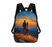 sinyumoney Golden Horizon - Together Beyond The Silence Backpacks Kids School Backpack School Bag 3D Printed School Bag for Boys Elementary And Middle School Students 17inch