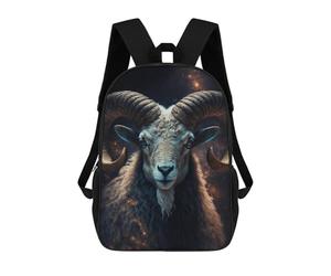 sinyumoney Golden Horned Ram Portrait Rucksack Water Resistant Travel Backpack Computer Bag for Campus Outdoor Travel Sports 17inch