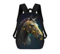 sinyumoney Golden Horse Head Art Print School Bags School Secondary High School College Backpack Travel for Men, Women & Teenage Boys 17inch