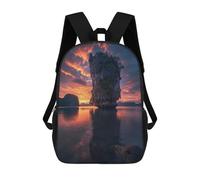 sinyumoney Golden Hour Bond Island Backpacks Kids School Backpack School Bag 3D Printed Fashion School Bags for Boys Elementary And Middle School Students 17inch