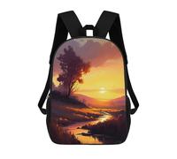 sinyumoney Golden Hour Oil Paint Rucksack Lightweight Casual Daypack School Backpacks- Perfect for Travel, Work And Daily Use 17inch