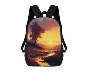 sinyumoney Golden Hour Oil Paint Rucksack Lightweight Casual Daypack School Backpacks- Perfect for Travel, Work And Daily Use 17inch