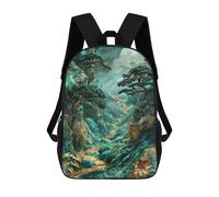 sinyumoney Golden Jungle Path 3D Printed Children's School Backpack for Kids High Capacity Travel Rucksacks Book Bags Kids School Bag Back Pack 17inch