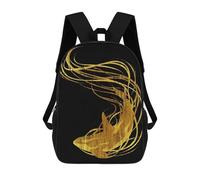 sinyumoney Golden Killer Whale School Bags High Secondary School Bags Casual Backpack for Campus Outdoor Travel Sports 17inch