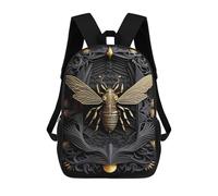 sinyumoney Golden King Bee Art Deco Children's 17 Inch School Backpack 3D Printed Cool Knapsack for Kids Travel Rucksacks Book Bags Kids School Bag
