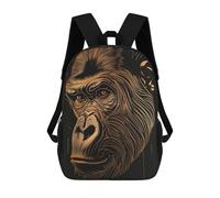 sinyumoney Golden King Gorilla Children's Backpacks School Backpack 3D Printed Backpack for Kids Travel Rucksacks Book Bags Kids School Bag 17inch