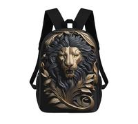 sinyumoney Golden King Lion Portrait 3D Printed Children's School Backpack for Kids High Capacity Travel Rucksacks 17 Inch Book Bags Kids