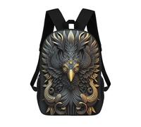 sinyumoney Golden King Phoenix 17 Inch Backpack School Bag Rucksack for Girls Boys Large Capacity Kids Back Pack Lightweight School Bags for Children Students