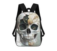 sinyumoney Golden Kintsugi Skull Art Kids Backpack,School Backpack Kids School Bag 3D Printed Cartoon Large Capacity Backpack for Kids Boys And Girls 17inch