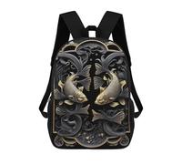 sinyumoney Golden Koi Fish Art Deco Backpack School Bag Business Durable Laptop Bag- Perfect for Travel, Work And Daily Use 17inch