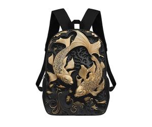 sinyumoney Golden Koi Fish Artwork Kids Backpacks Children Bag,Anime Bag,Large Capacity Kids Backpack, 3D Printed Children's,Student Schoolbag,Kids Boys Girls School Bag 17inch