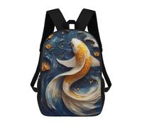 sinyumoney Golden Koi Fish in Blue Waters Children's School Backpack 3D Printed for Kids Travel Rucksacks Book Bags for Boys Elementary School Students 17inch