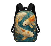 sinyumoney Golden Koi Fish Painting Backpack School Bag Large School Backpack for Boys - Perfect for Travel, Work And Daily Use 17inch
