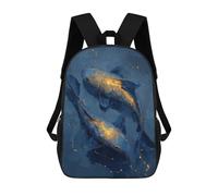 sinyumoney Golden Koi Fish Painting Backpack School Computer Rucksack for School/Work/Travel- Perfect for Travel, Work And Daily Use 17inch