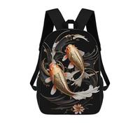 sinyumoney Golden Koi Japan Fish Art Backpack School Fashion Stationery Backpack Waterproof Casual Daypacks for Campus Outdoor Travel Sports 17inch