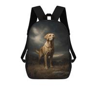sinyumoney Golden Labrador Portrait in Landscape Kids Backpack 17 Inch School Bag 3D Printed Cartoon School Backpacks for Boys And Teenager School Students