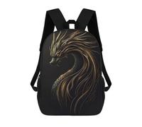 sinyumoney Golden Line Dragon Backpack School Bag Travel College Rucksack Backpacks for Camping Outdoor Adventures And Daily Travel 17inch