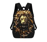 sinyumoney Golden Lion Abstract Art Children's Backpacks School 3D Printed Bag Bookbag for Kids Travel Rucksacks Boy Girl Book Bags Kids School Bag 17inch