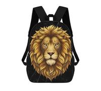 sinyumoney Golden Lion Head on Marble Background Rucksacks 3D Printed Children Backpacks Fashion Casual Daypack Cute Travel Bags Outdoor Casual Daypack for Boy And Girl 17inch