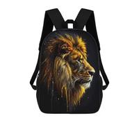 sinyumoney Golden Lion Portrait on Black Background Backpack School Daypacks Business Backpack Water Resistant Bookbag for Teenage Girls Boys Women Men 17inch