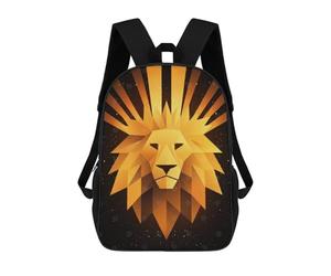 sinyumoney Golden Lion Vector Portrait with Radiant Rays 3D Printed Kids Backpacks Boys Fashion School Bag Travel Backpacks School Bags for Boys Elementary School Students 17inch
