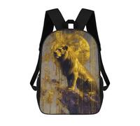 sinyumoney Golden Lion Wall Art Print-1 3D Printed Children's School Backpack for Kids Travel Rucksacks Book Bags Kids School Bag 17inch