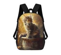 sinyumoney Golden Maine Coon Cat Backpacks Kids 17inch School Backpack School Bag 3D Printed School Bag for Boys Elementary And Middle School Students