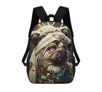 sinyumoney Golden Majesty A Royal Pug's Coronation 3D Printed Children's School Backpack for Kids High Capacity Travel Rucksacks Book Bags Kids School Bag Back Pack 17inch