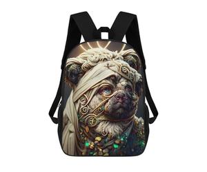 sinyumoney Golden Majesty A Royal Pug's Coronation School Bags Daypacks Business Backpack Water Resistant Bookbag for Men, Women & Teenage Boys 17inch