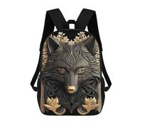sinyumoney Golden Majesty Black Wolf School Bags Large Water Resistant Laptop Backpack - Perfect for Travel, Work And Daily Use 17inch