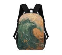 sinyumoney Golden Marbel Wave Art Backpack School Bag Business Durable Laptop Bag- Perfect for Travel, Work And Daily Use 17inch