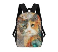 sinyumoney Golden Marble Cat Art Print Rucksack Rucksack Casual Daypacks School Work Travel Bag for Men, Women & Teenage Boys 17inch