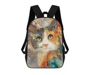 sinyumoney Golden Marble Cat Art Print Rucksack Rucksack Casual Daypacks School Work Travel Bag for Men, Women & Teenage Boys 17inch