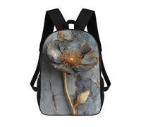 sinyumoney Golden Marble Wall Art Flower Backpack School Bag Rucksack Casual Daypacks School Work Travel Bag for Teenage Girls Boys Women Men 17inch
