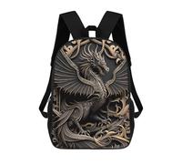 sinyumoney Golden Monarch Dragon 3D Printed 17 Inch School Backpack Casual Children's Backpacks 3D Printed for Boys Elementary And Middle