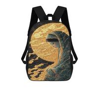 sinyumoney Golden Moon Goddess 3D Printed 17inch Kids School Bag Rucksacks Children's School Fashion Casual Back Pack High Capacity Travel Book Bags